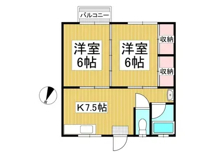 コーポあすなろ(2DK/2階)の間取り写真