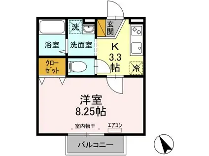 カルミアエステート(1K/2階)の間取り写真