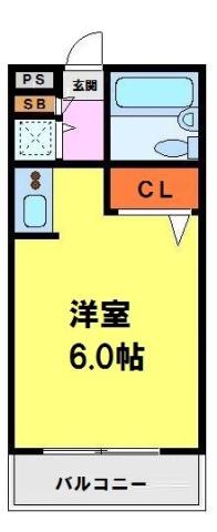 RIO花屋敷(1K/3階)の間取り写真