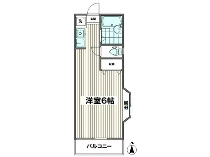 ヴィラ織茂(ワンルーム/2階)の間取り写真