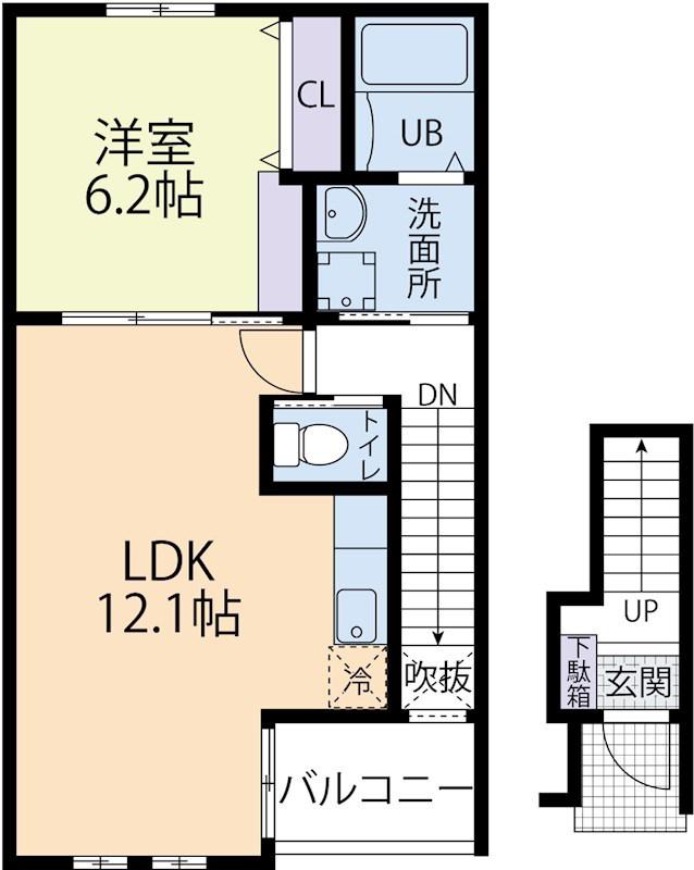 GRAND CHARIOT  A(1LDK/2階)の間取り写真