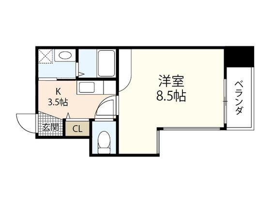 A・REST中町(1K/3階)の間取り写真
