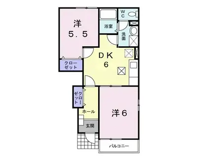 グリーン ゲイブルズ II番館(2DK/1階)の間取り写真