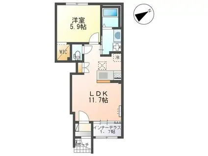 ブロッサム・ヒロ(1LDK/1階)の間取り写真