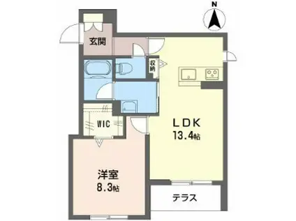 シャーメゾン PASSO(1LDK/1階)の間取り写真