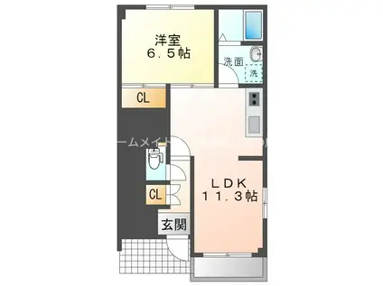 イーストサイドフジ(1LDK/1階)の間取り写真