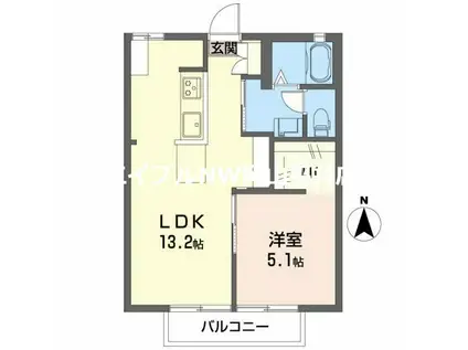 ハイツヒラオカ(1LDK/2階)の間取り写真