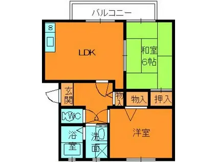 ローレル2(2LDK/1階)の間取り写真