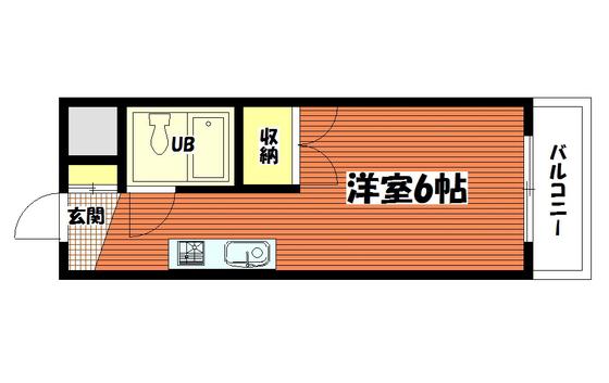 サウスヒルズ(ワンルーム/4階)の間取り写真