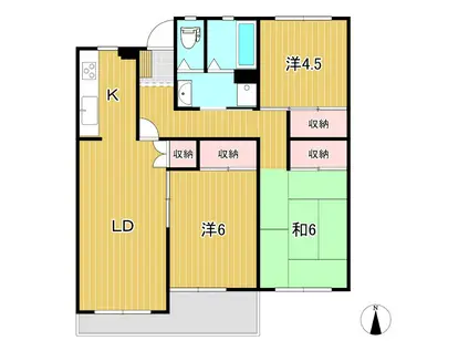 Kマンション(3LDK/1階)の間取り写真
