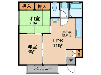 藤本第2ハイツ(2LDK/1階)の間取り写真