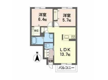 シャーメゾン アップルA(2LDK/1階)の間取り写真