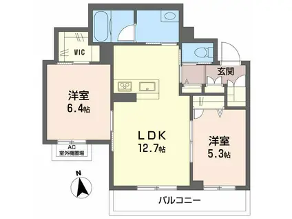 ベレオ昭和 B(2LDK/2階)の間取り写真