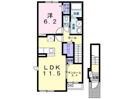 ハイマウンテン DK(1LDK/2階)の間取り写真