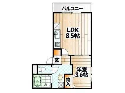 クロノ戸畑II(1LDK/1階)の間取り写真