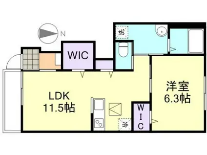 アンジュ アジュール(1LDK/1階)の間取り写真