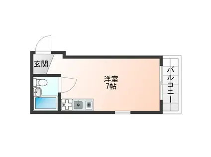 イングヴィラ甲子園口(ワンルーム/2階)の間取り写真