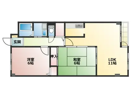 ゼフィール西明石(2LDK/4階)の間取り写真