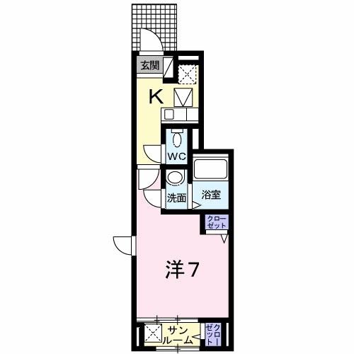 フォレスト ヒルズ M(1K/1階)の間取り写真