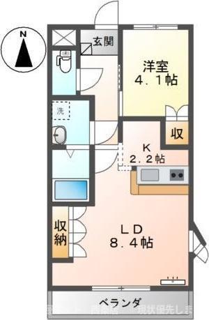 ラ・ティエラ(1LDK/1階)の間取り写真