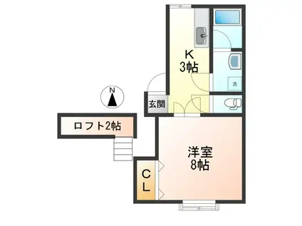 ダイヤ14鈴川(1K/2階)の間取り写真