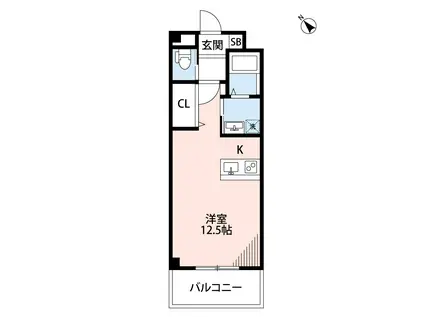 ヴィラDEGUCHI(ワンルーム/2階)の間取り写真