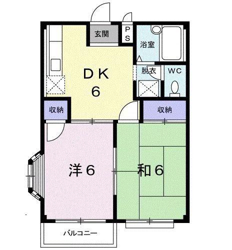 プラネットII(2DK/2階)の間取り写真