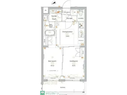 エストゥルース亀戸(2DK/2階)の間取り写真