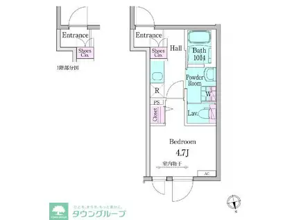 デュオメゾン高円寺駅前(1K/1階)の間取り写真