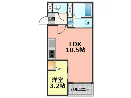 JACK KIRIHATAI(1LDK/2階)の間取り写真