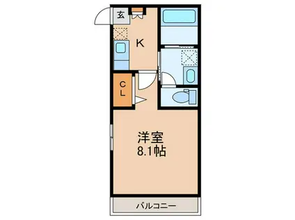 リブレア白鳥(1K/2階)の間取り写真