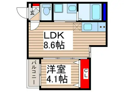 LUCE上福岡(1LDK/1階)の間取り写真