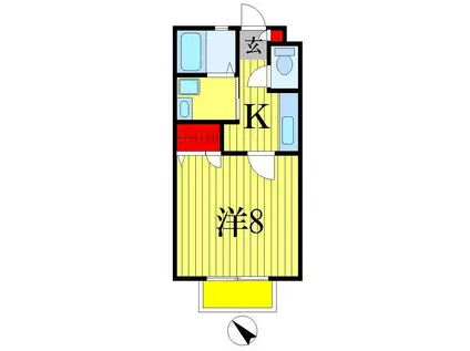 シェスタ(1K/1階)の間取り写真