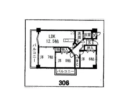 レイ・ブリック若園(3LDK/3階)の間取り写真