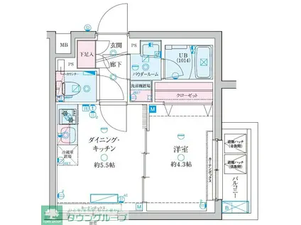 GENOVIA京成立石V(1DK/5階)の間取り写真