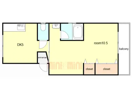 フレンドリハイツ(1DK/3階)の間取り写真