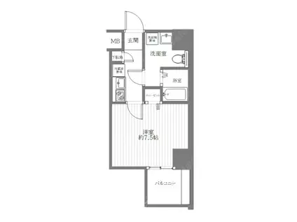 プレール・ドゥーク東京イーストV(1K/8階)の間取り写真