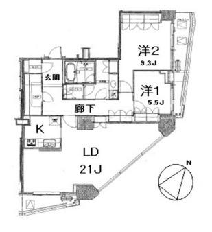 アトラスタワー六本木(2LDK/11階)の間取り写真