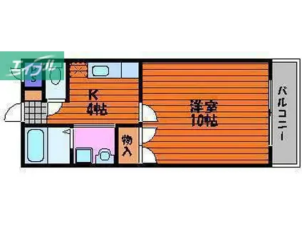 アクセス ワケII(1K/3階)の間取り写真