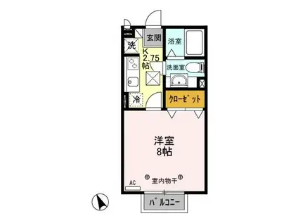 ヴィクトワール(1K/2階)の間取り写真