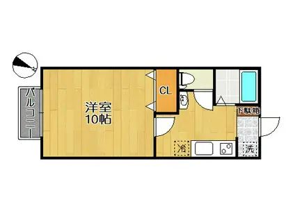 KRクレスト苦竹(1K/2階)の間取り写真