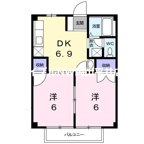 グリーンハイツ(2DK/1階)の間取り写真