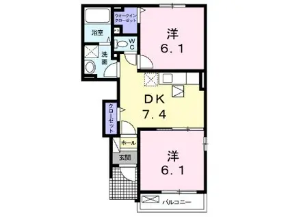 サンリット・スクエア(2DK/1階)の間取り写真