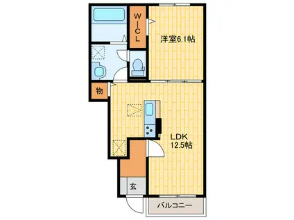 アレグリア(1LDK/1階)の間取り写真