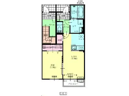 ラ ヴィエルジュ(1LDK/1階)の間取り写真