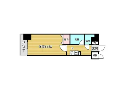 井戸ビル(ワンルーム/4階)の間取り写真