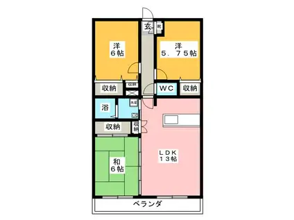 スカイハイムII(3LDK/3階)の間取り写真