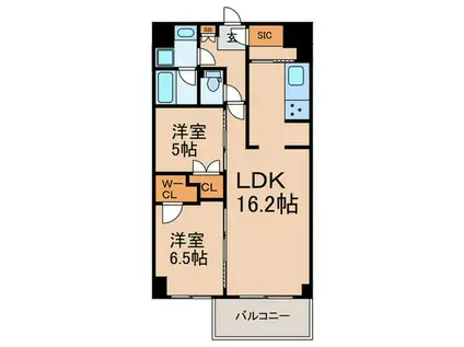 ザケンジントンレンジデンスときわ台(2LDK/2階)の間取り写真