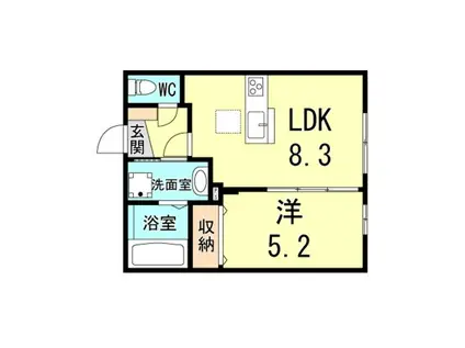 ラシーネ若宮(1LDK/1階)の間取り写真