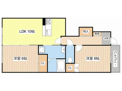 リクデロワ C(2LDK/1階)の間取り写真